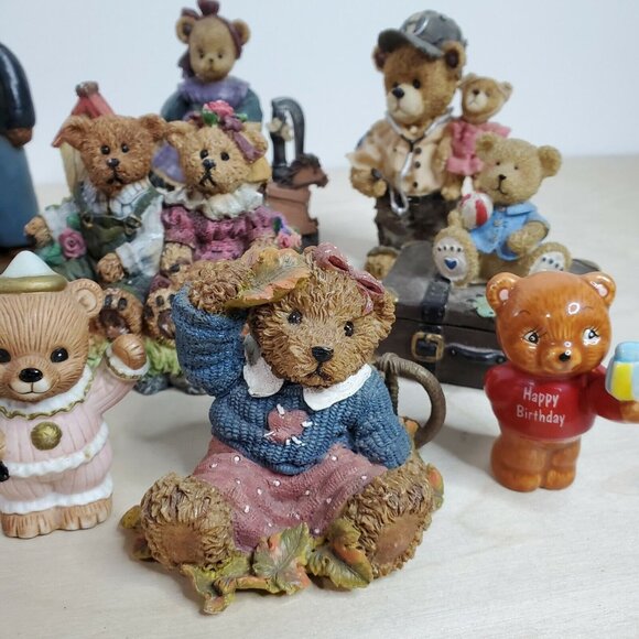 Teddies Teddy Bear Figurine Collection Lot of 11 Assorted Bears Situations - Picture 7 of 12